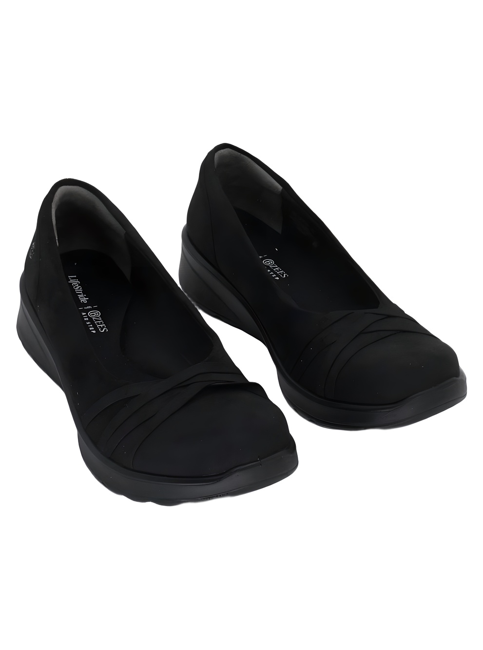LifeStride Bzees Goody Washable Slip-on Flats Black Fabric Size 11W